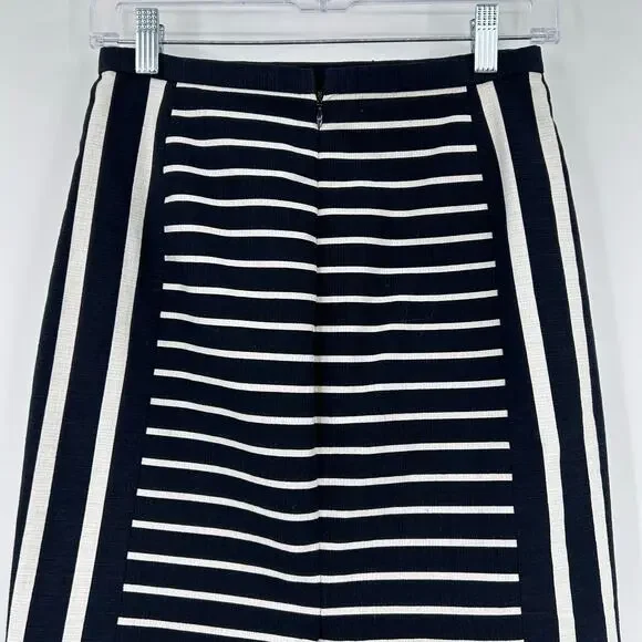J Crew Pencil Skirt Black White Stripe Cotton Blend Office Classic Womens Sz 0P - Picture 10 of 12